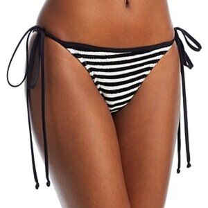 Cleonie Marshall Striped Ribbed Side Tie Bikini Bottom Size S Black White